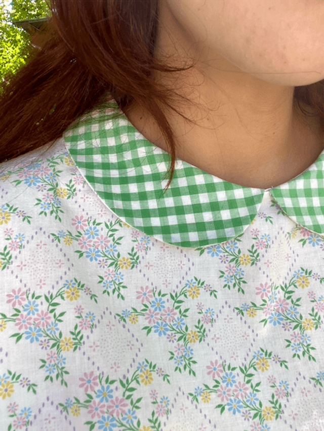 Top fleuri col claudine 