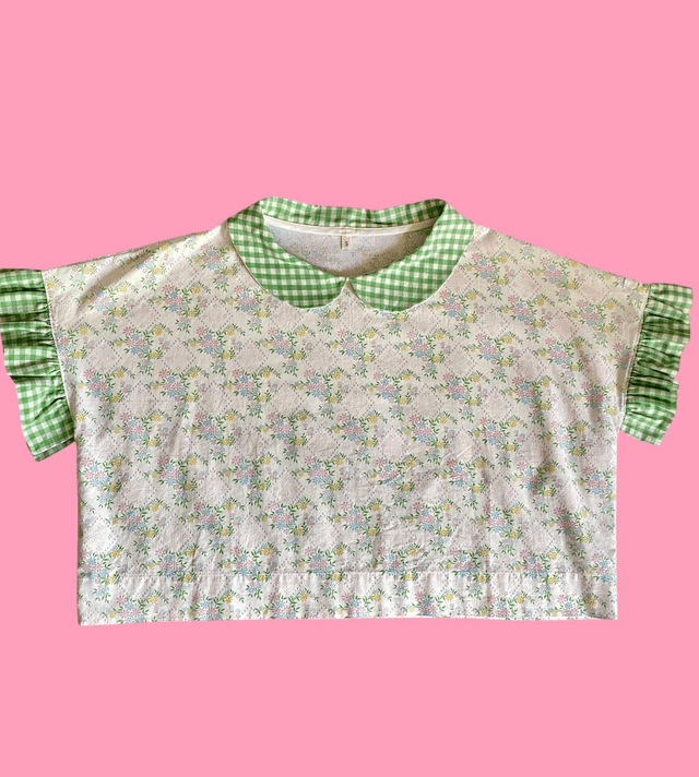 Top fleuri col claudine 